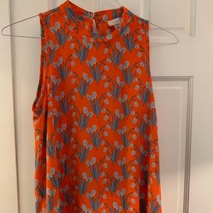 High necl sleeveless floral top